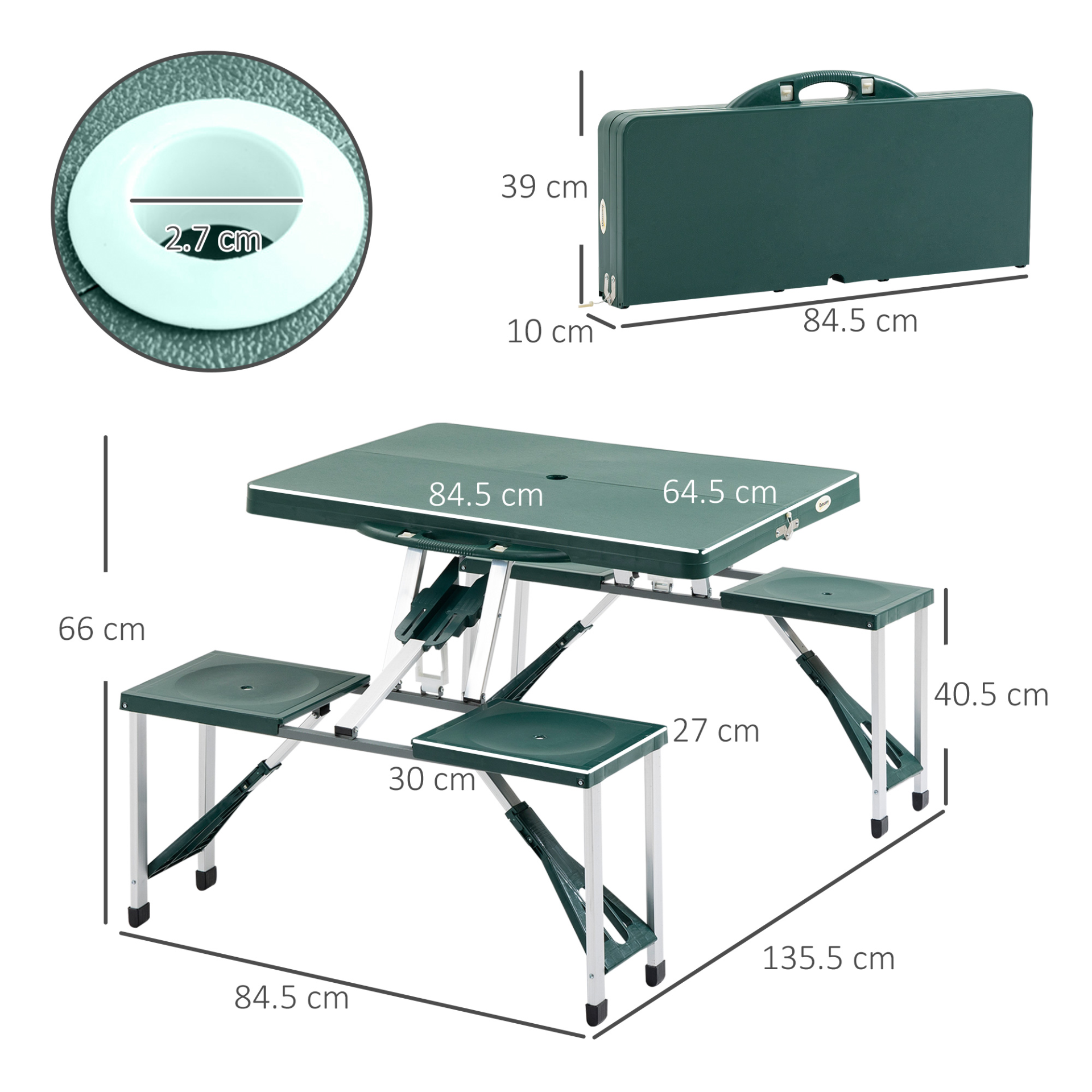 Folding Picnic Table and Bench Set- Green