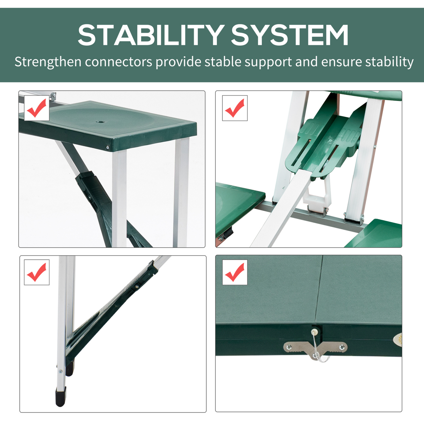 Folding Picnic Table and Bench Set- Green