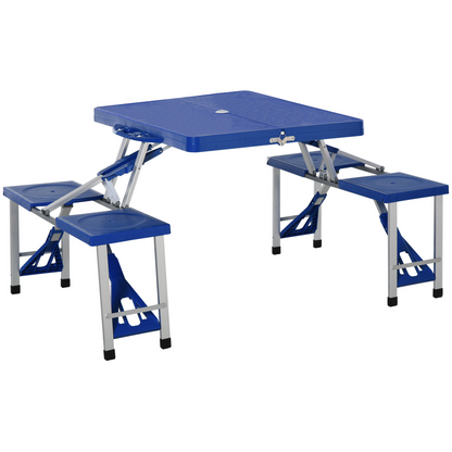 Folding Picnic Table and Bench Set- Blue