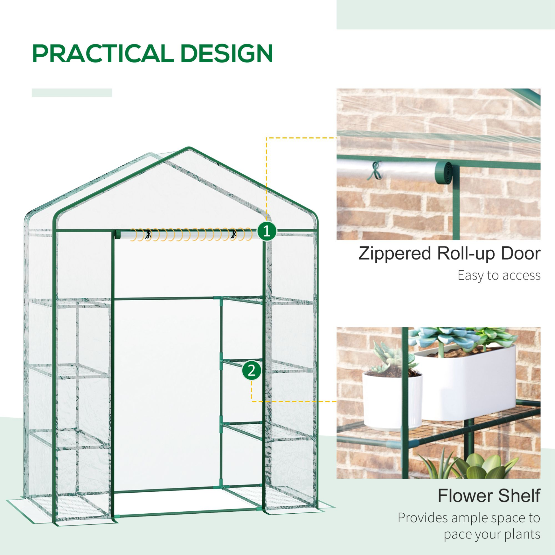 Walk in Portable Greenhouse 143 L x 73W x 195H cm