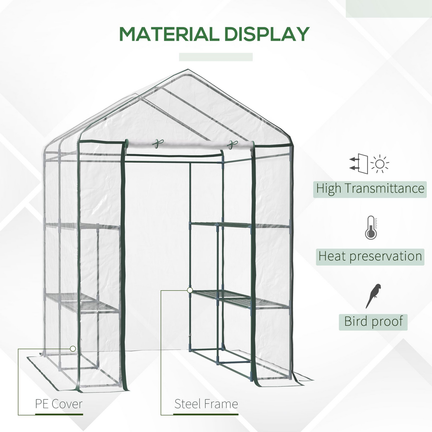 Walk in Portable Greenhouse 143 L x 73W x 195H cm