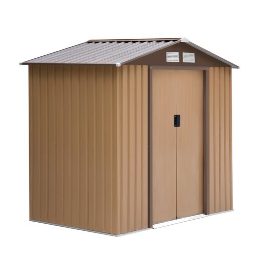 7ft x 4ft Lockable Garden Metal Storage Shed Yellow