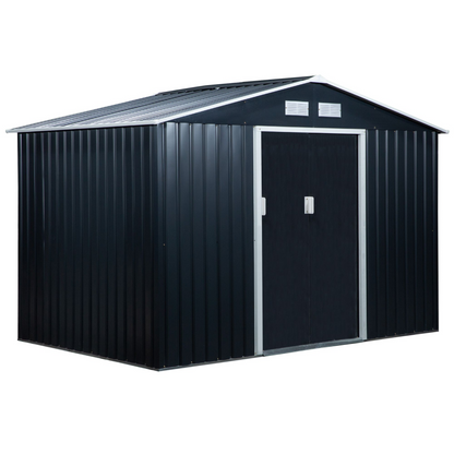 9 x 6FT Garden Metal Storage Shed Dark Grey