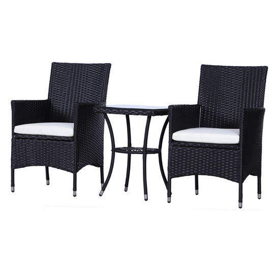  Brown Garden Rattan Bistro Set 3 PCs