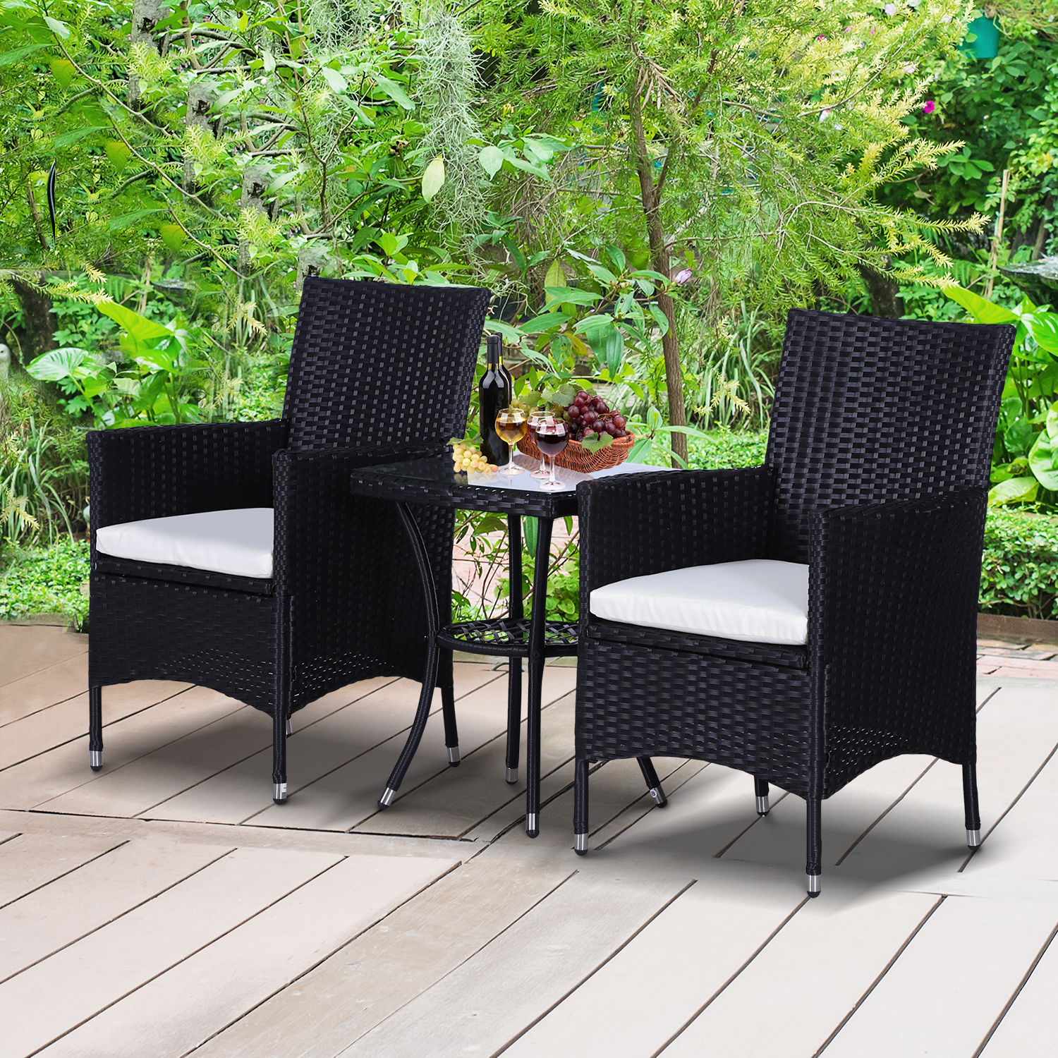  Brown Garden Rattan Bistro Set 3 PCs