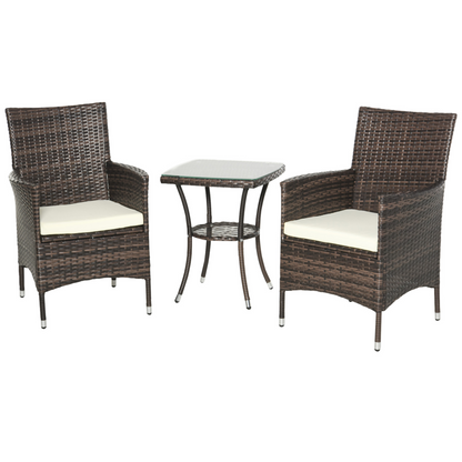 Brown Rattan Bistro Set 3 PCs 