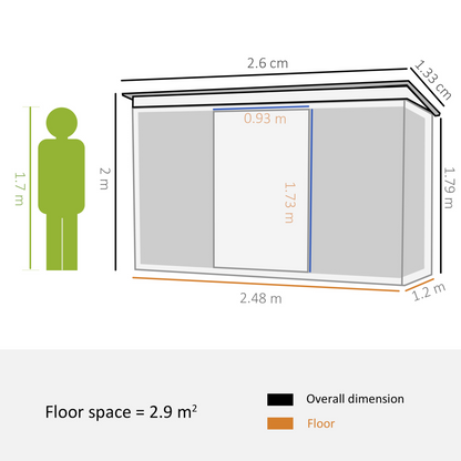 Garden Metal Storage Shed with Tilted Roof and Ventilation 9 x 4ft