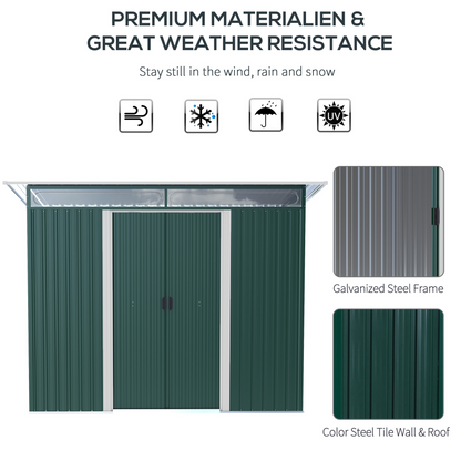 Garden Metal Storage Shed with Tilted Roof and Ventilation 9 x 4ft