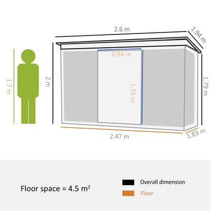 Garden Metal Storage Shed with Tilted Roof and Ventilation 9 x 6ft