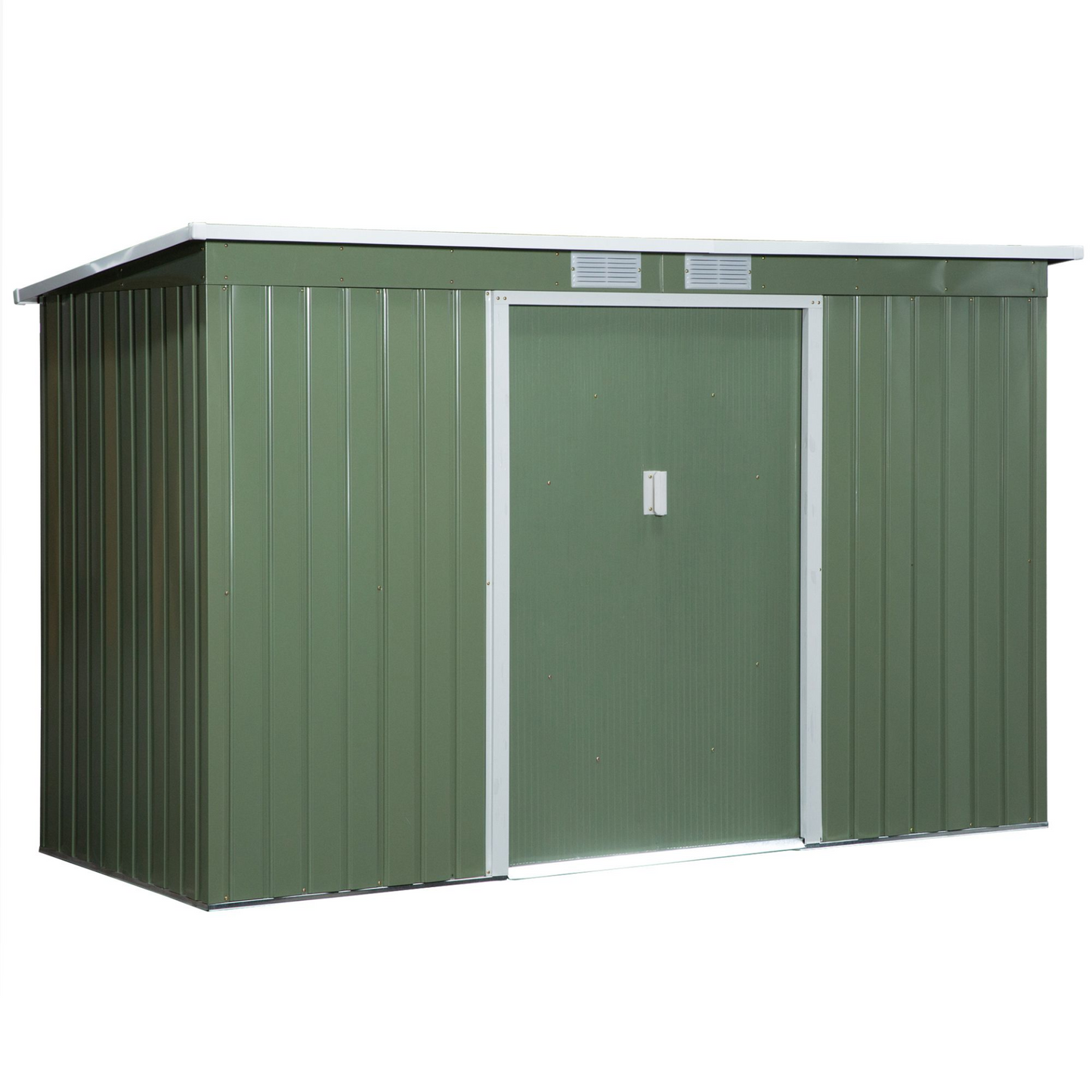 9ft x 4ft Corrugated Garden Metal Storage Shed Light Green