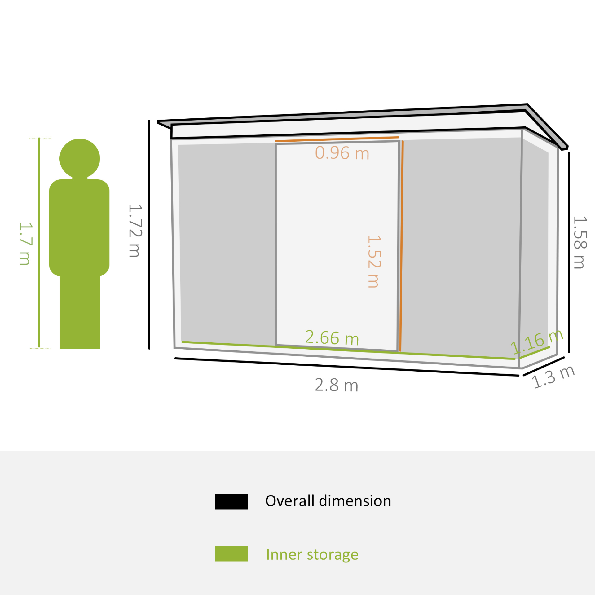 9ft x 4ft Corrugated Garden Metal Storage Shed Light Green