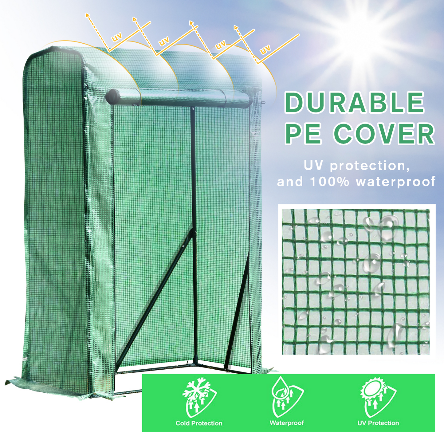 Outdoor PE Greenhouse 100L x 50W x 150HCM - Green