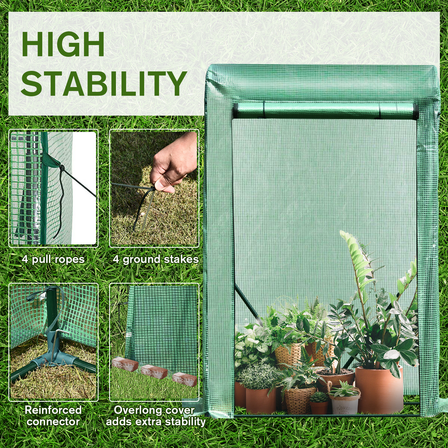 Outdoor PE Greenhouse 100L x 50W x 150HCM - Green