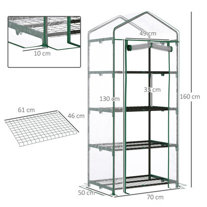 4 Tiers Mini Portable Greenhouse 160H x 70L x 50Wcm