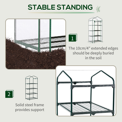 4 Tiers Mini Portable Greenhouse 160H x 70L x 50Wcm