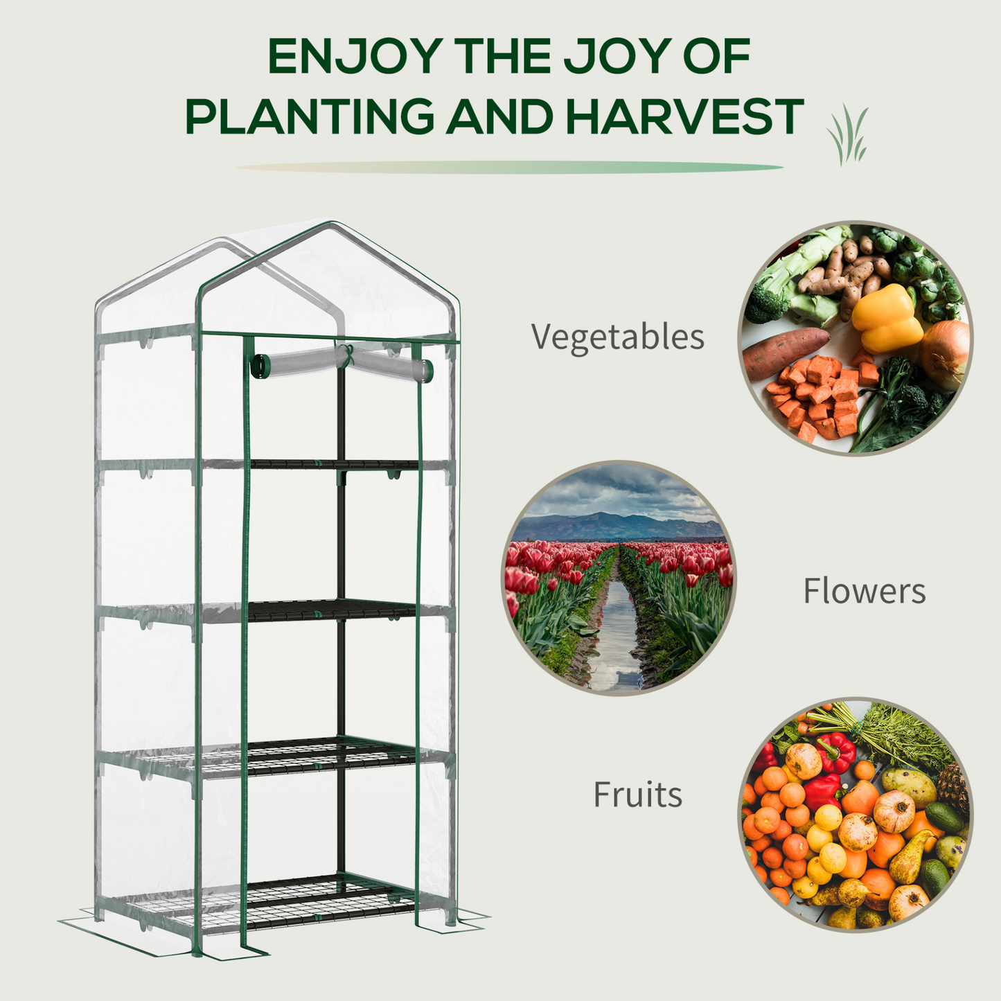 4 Tiers Mini Portable Greenhouse 160H x 70L x 50Wcm