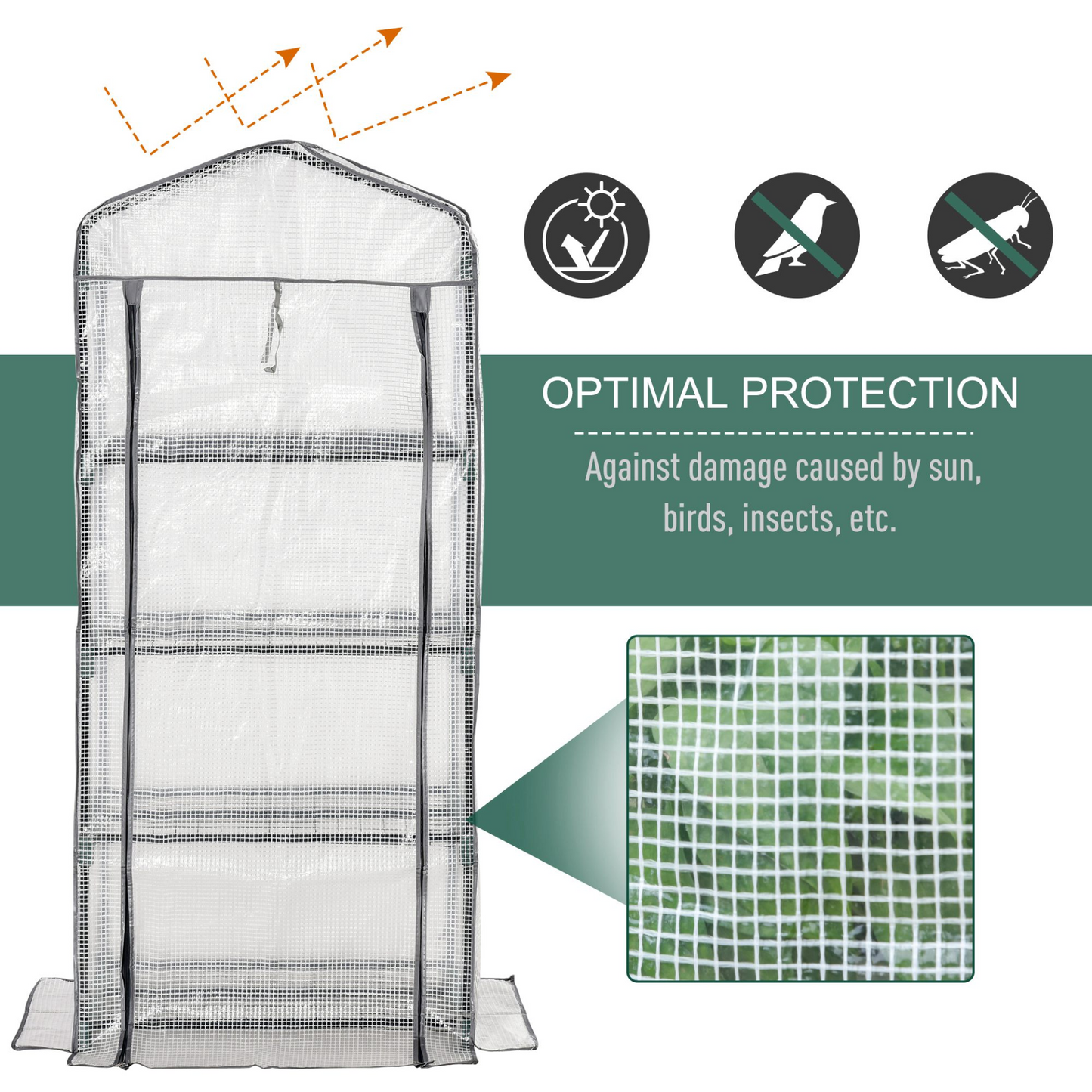 4 Tiers Mini Portable Greenhouse 160H x 70L x 50Wcm