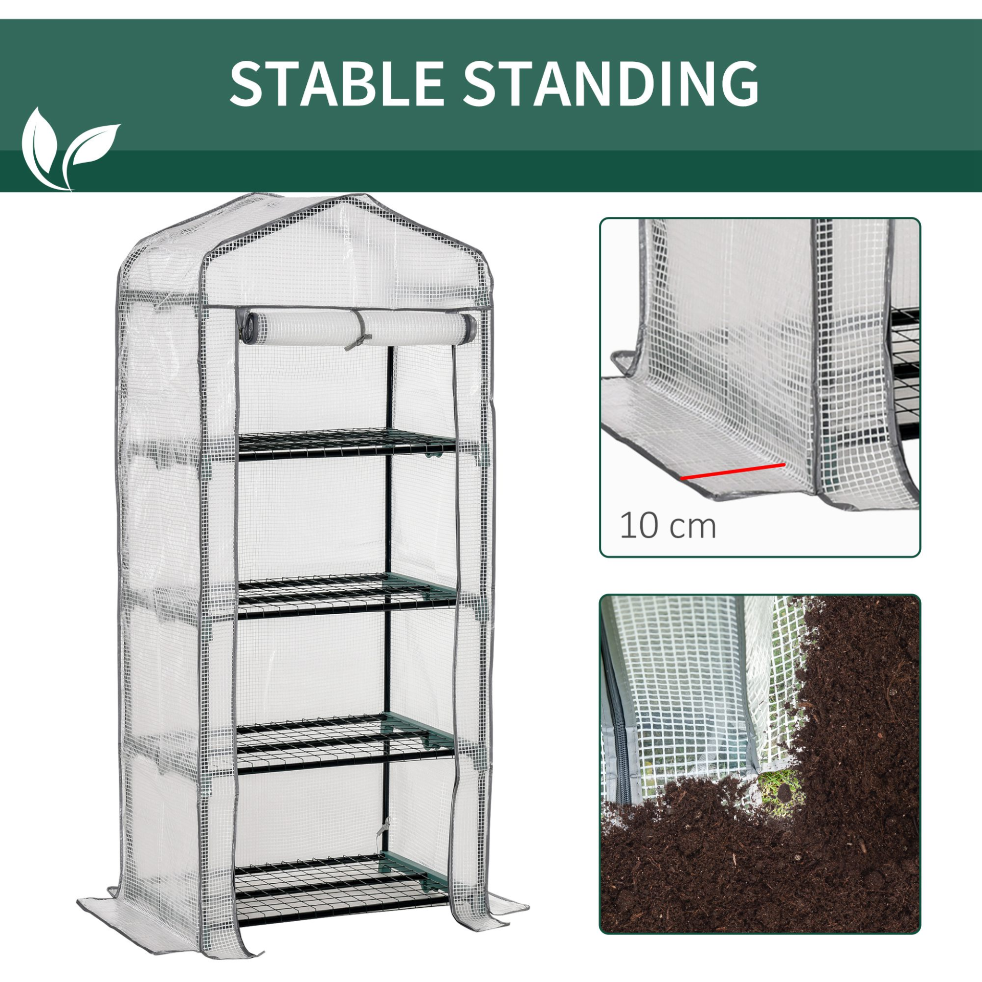 4 Tiers Mini Portable Greenhouse 160H x 70L x 50Wcm