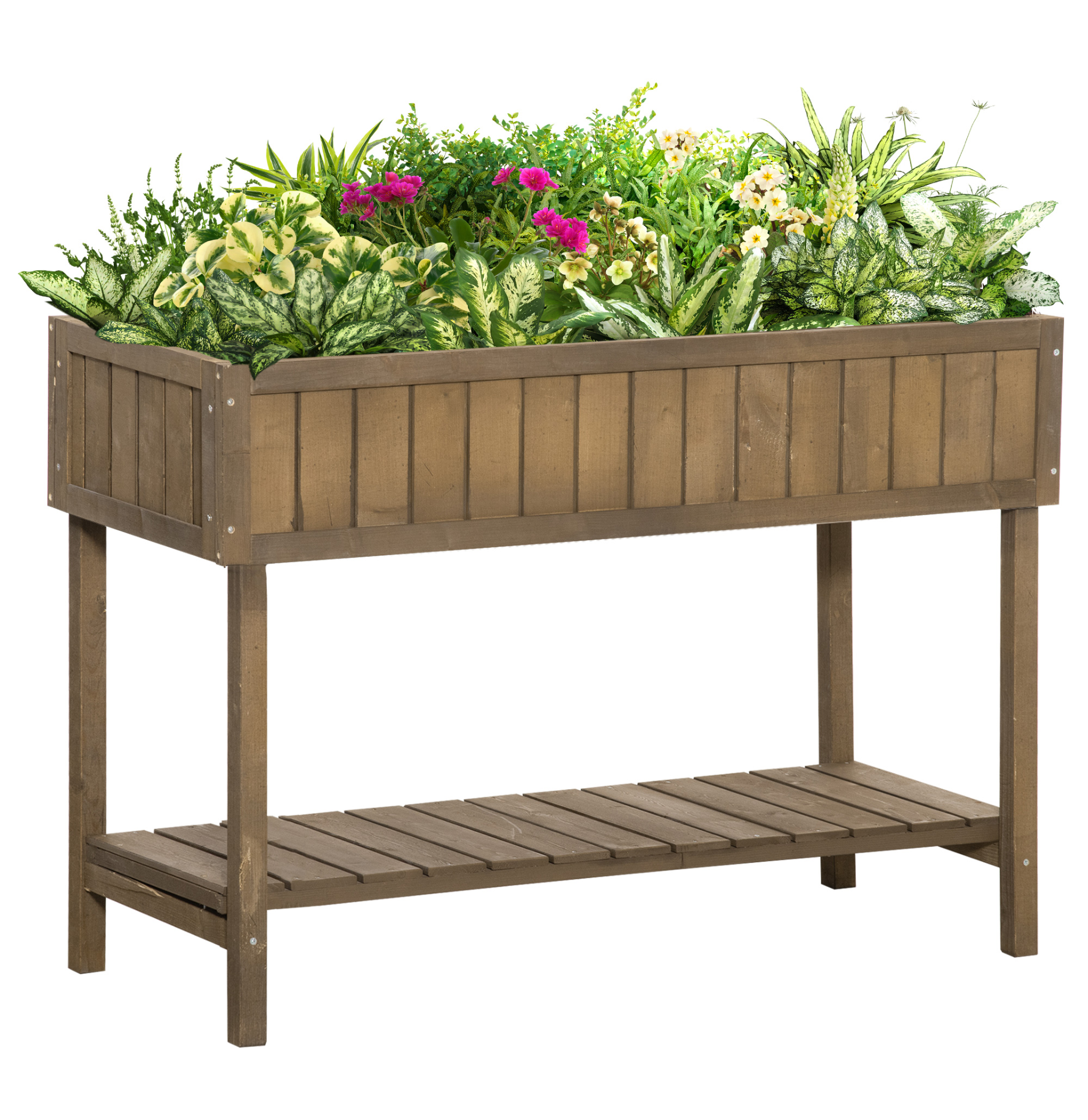 Wooden Herb Planter Raised Bed Container with 8 Boxes 110L x 46W x 76Hcm