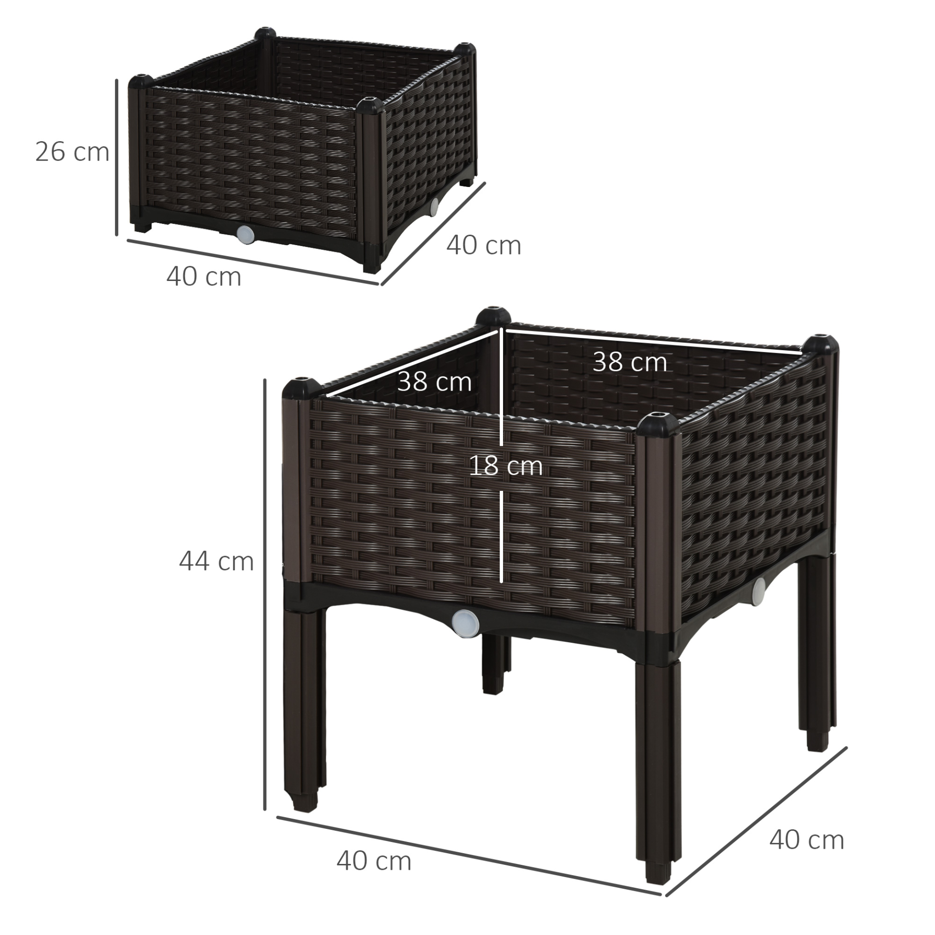 Set of 2 26L Garden Raised Bed