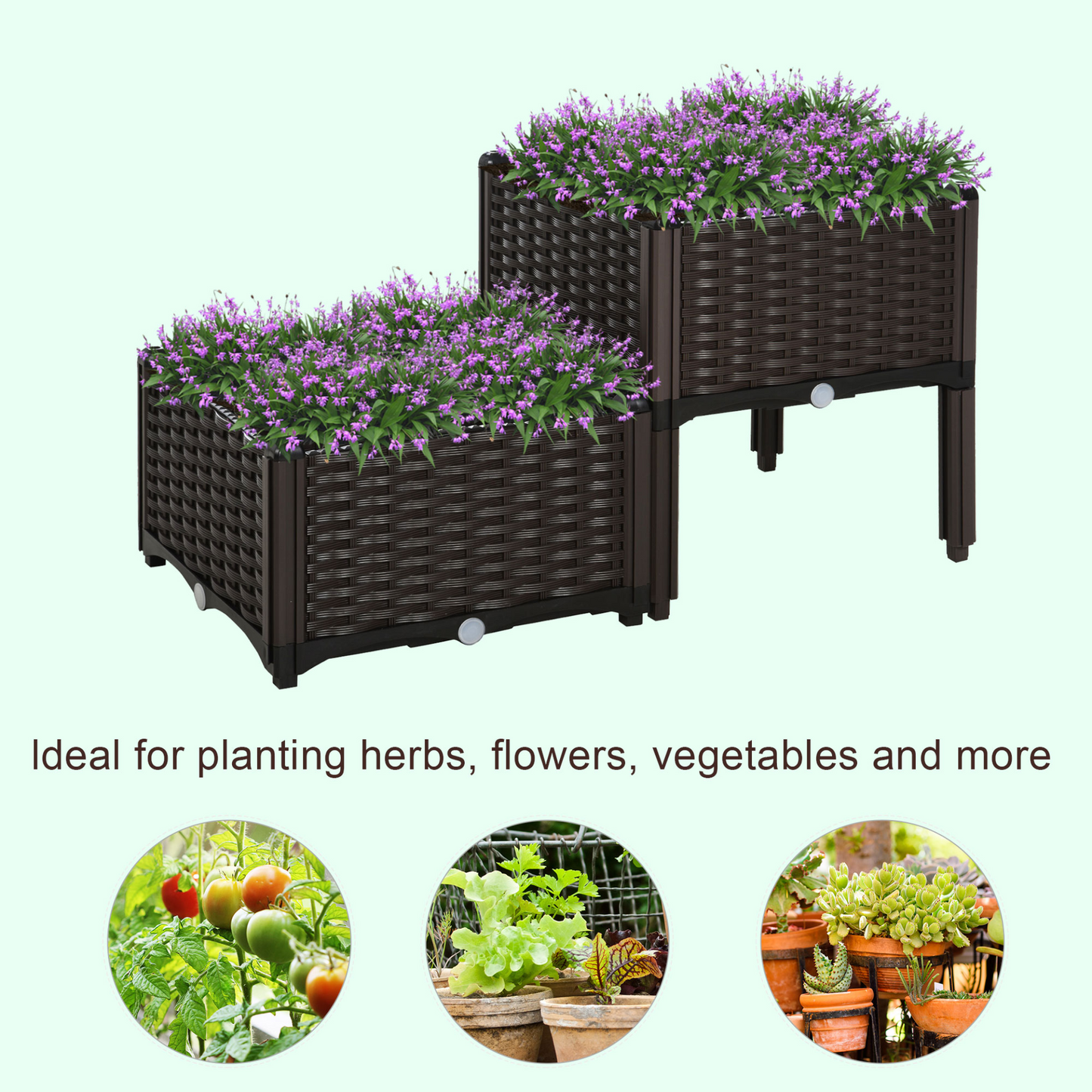 Set of 2 26L Garden Raised Bed