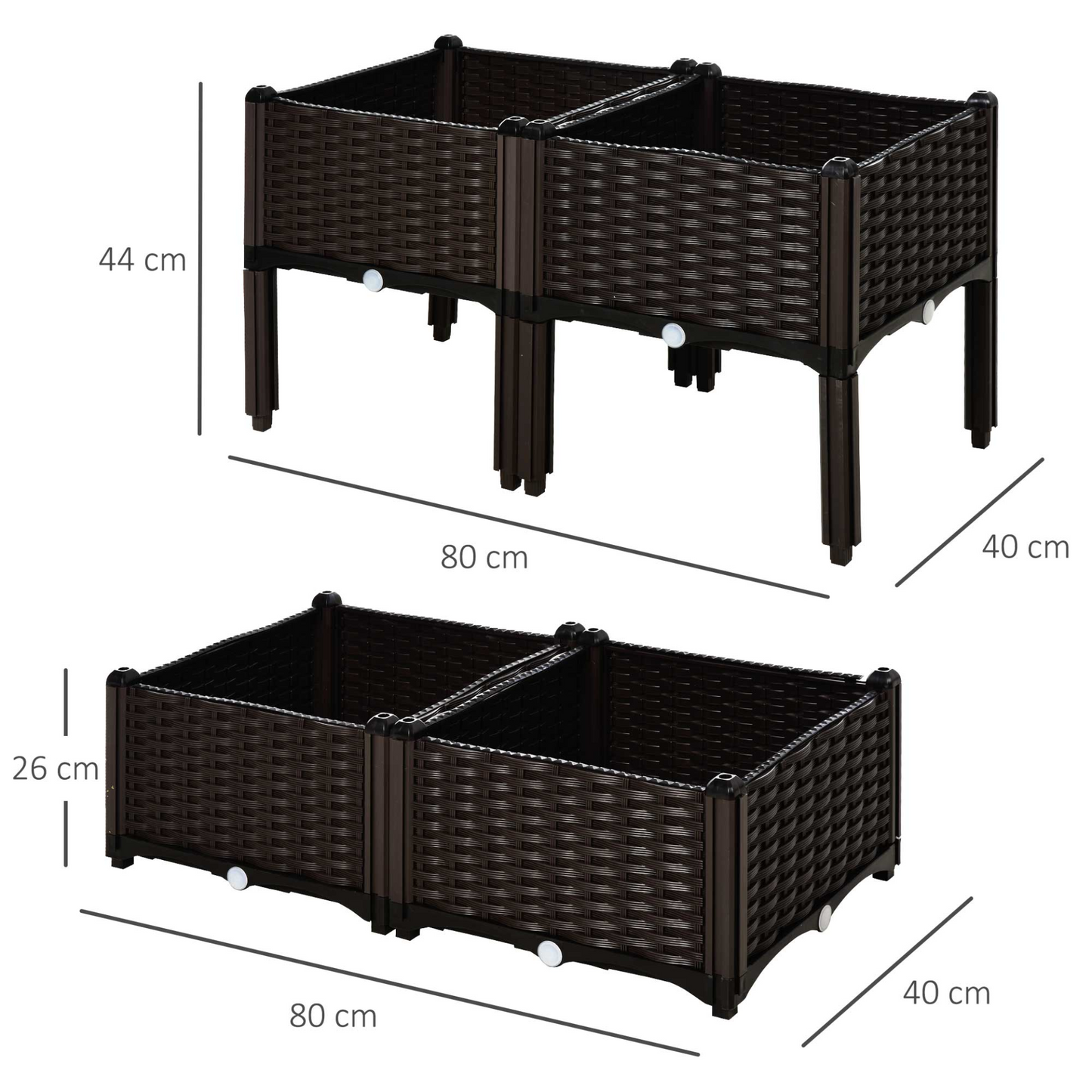 Set of 4 26L Garden Raised Bed 