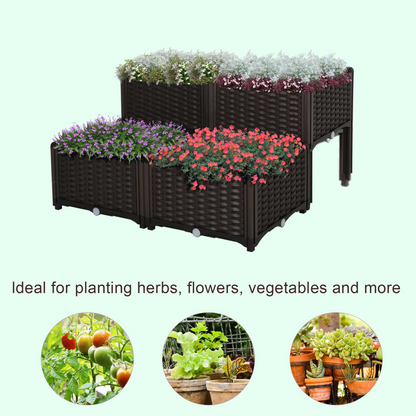 Set of 4 26L Garden Raised Bed 