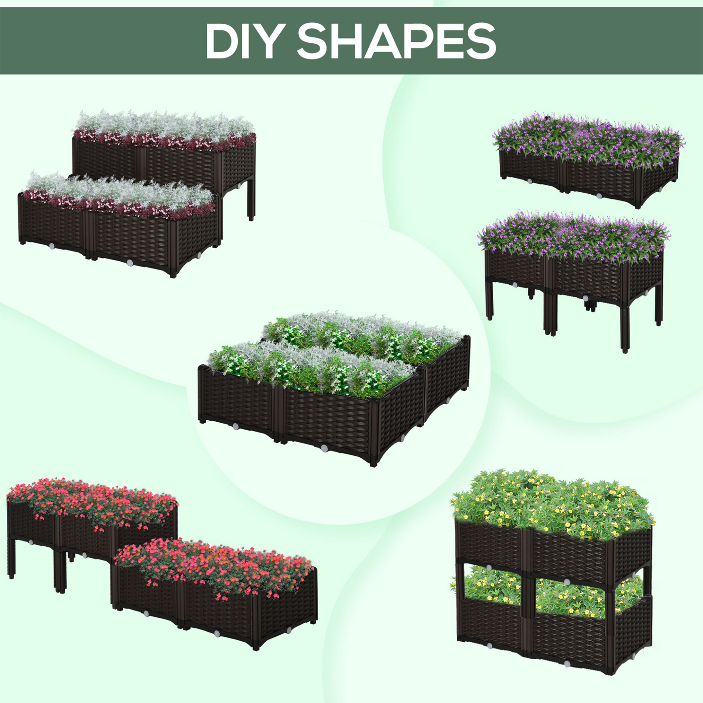 Set of 4 26L Garden Raised Bed 