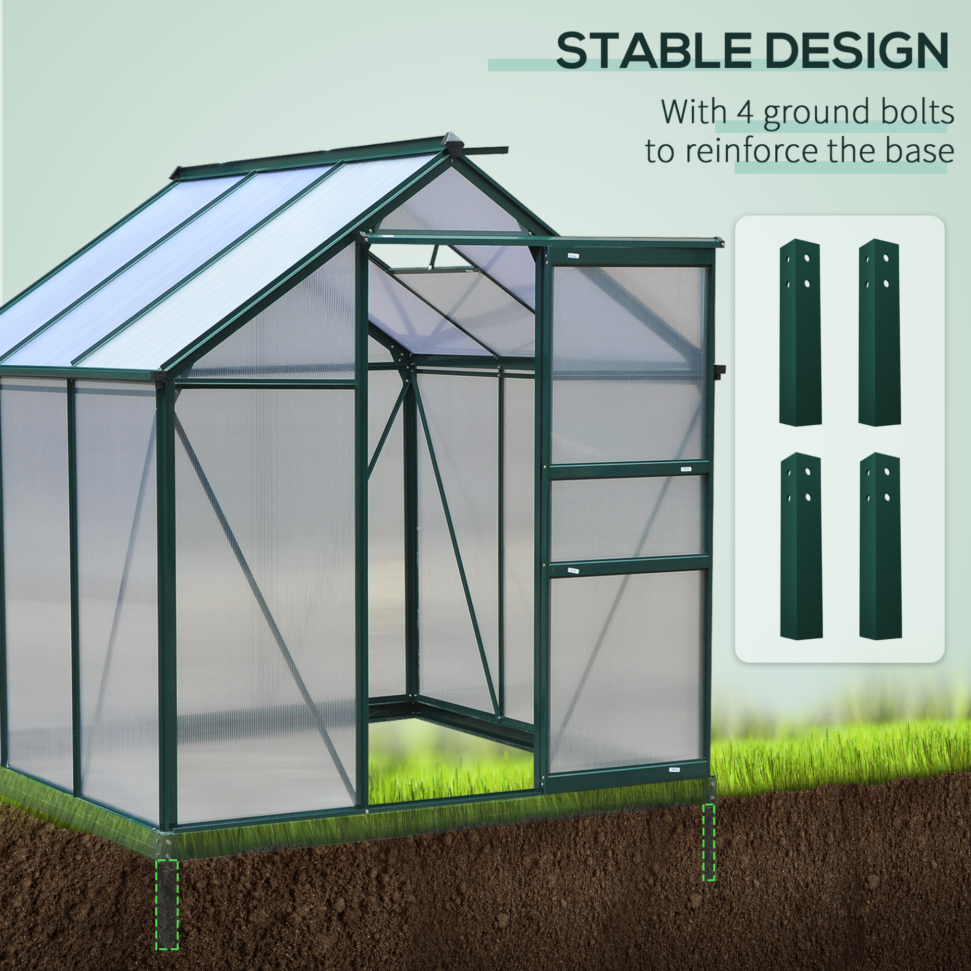 Large Walk-In Green House with Slide Door (6 x 6ft)