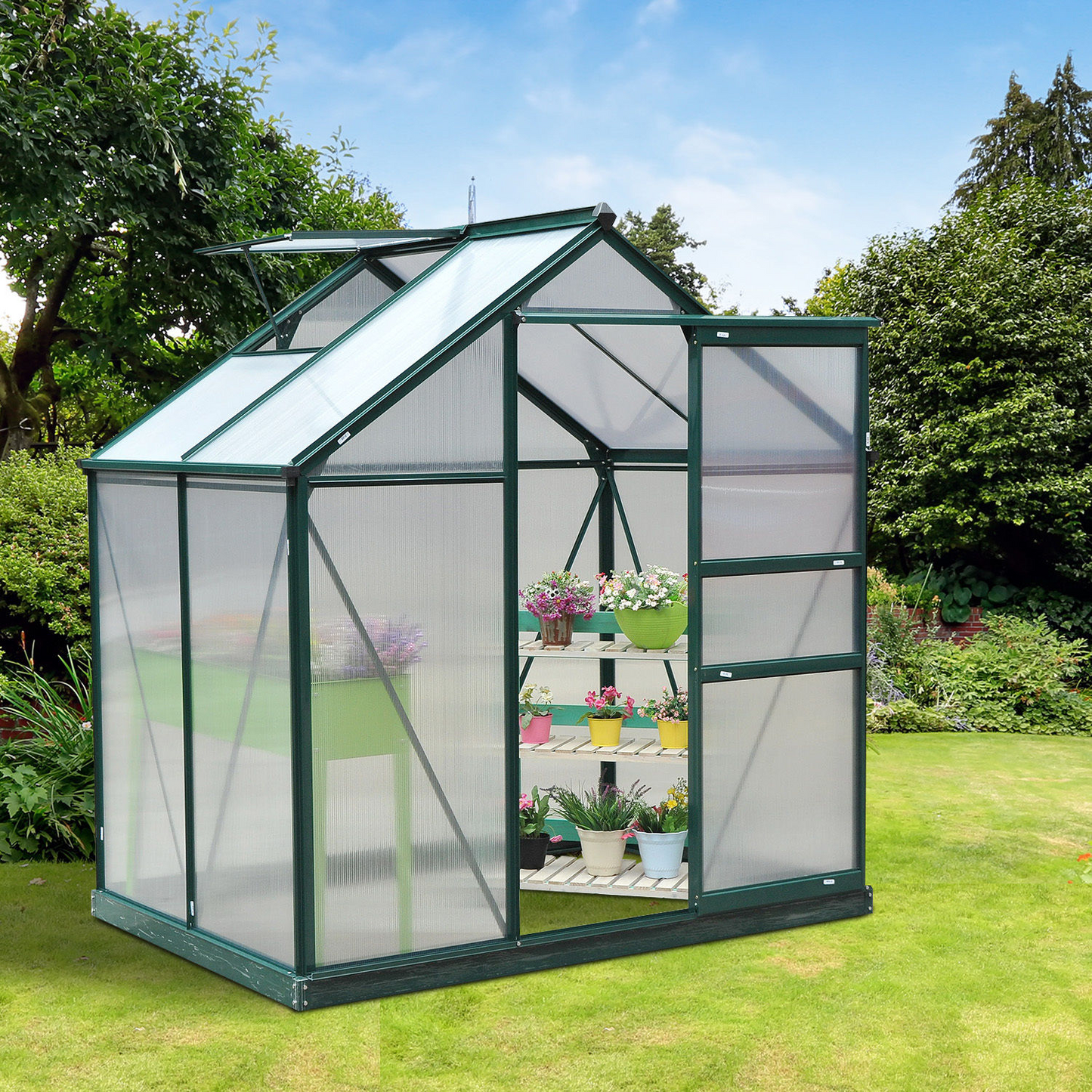 Clear Polycarbonate Greenhouse w/ Slide Door (6 x 4ft)