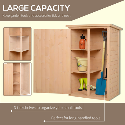 Garden Shed with Shelves 75L x 56W x115Hcm Natural