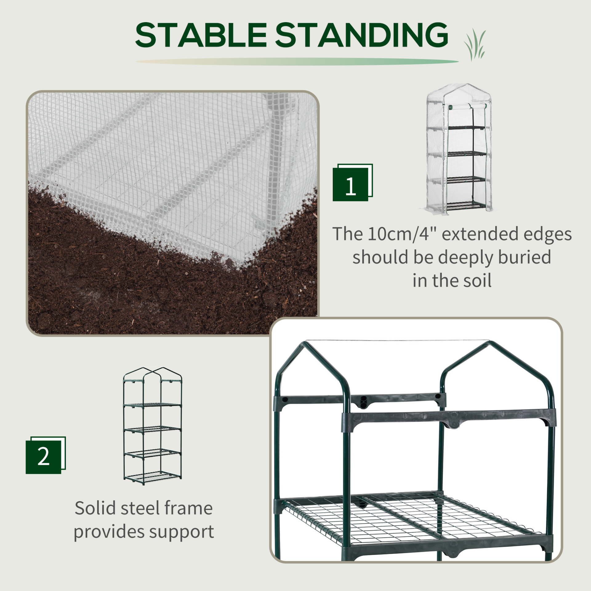 4 Tier Mini Greenhouse 70 x 50 x 160 cm