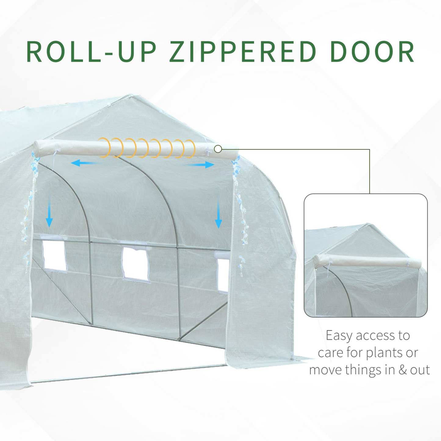 Walk-In Polytunnel Greenhouse Warm House 3.5 x 3 x 2m, White