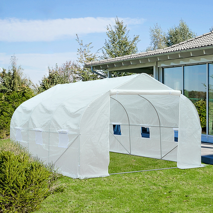 Walk-In Polytunnel Greenhouse Warm House 3.5 x 3 x 2m, White