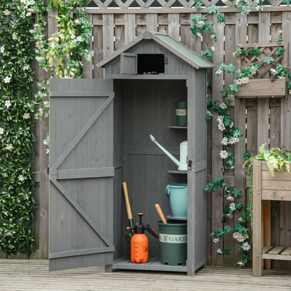 Grey Garden Shed With 3 Shelves 77 x 54.2 x 179cm