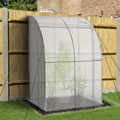 Outdoor Walk-In Lean to Wall Greenhouse- 143L x 118W x 212Hcm