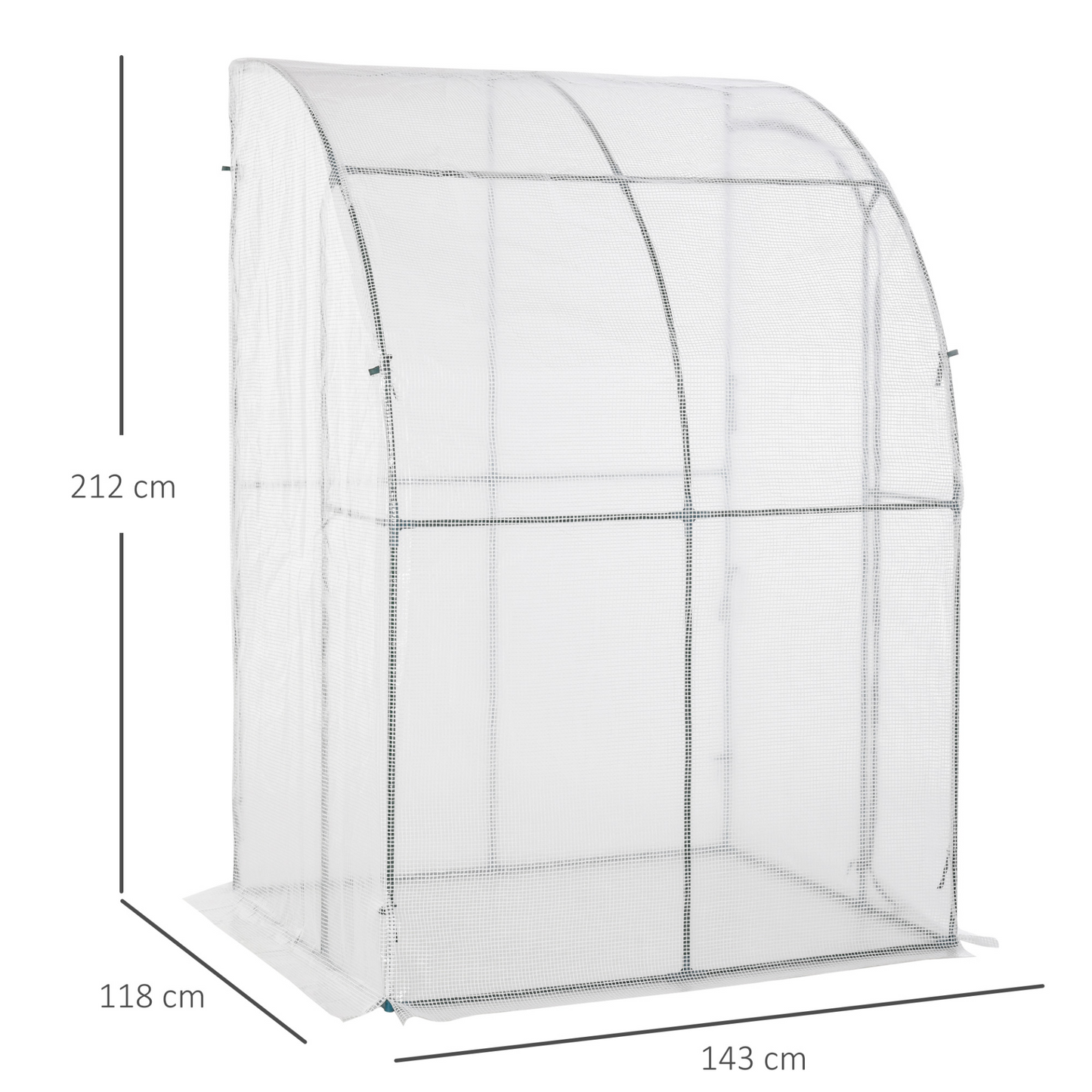 Outdoor Walk-In Lean to Wall Greenhouse- 143L x 118W x 212Hcm