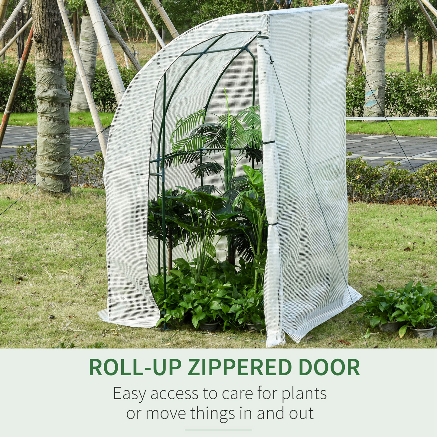 Outdoor Walk-In Lean to Wall Greenhouse- 143L x 118W x 212Hcm