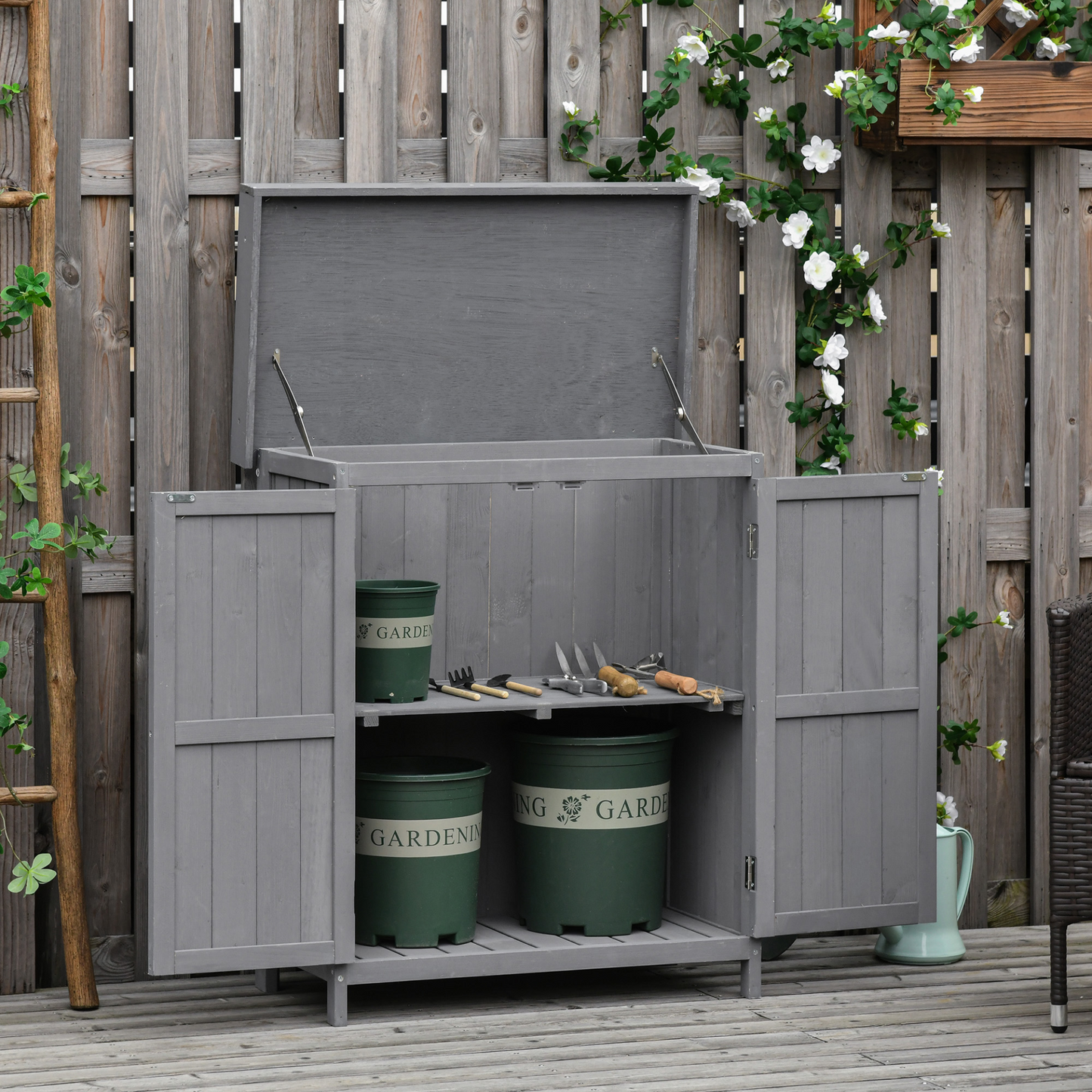 Grey Outdoor Garden Storage Shed  74 x 43 x 88cm