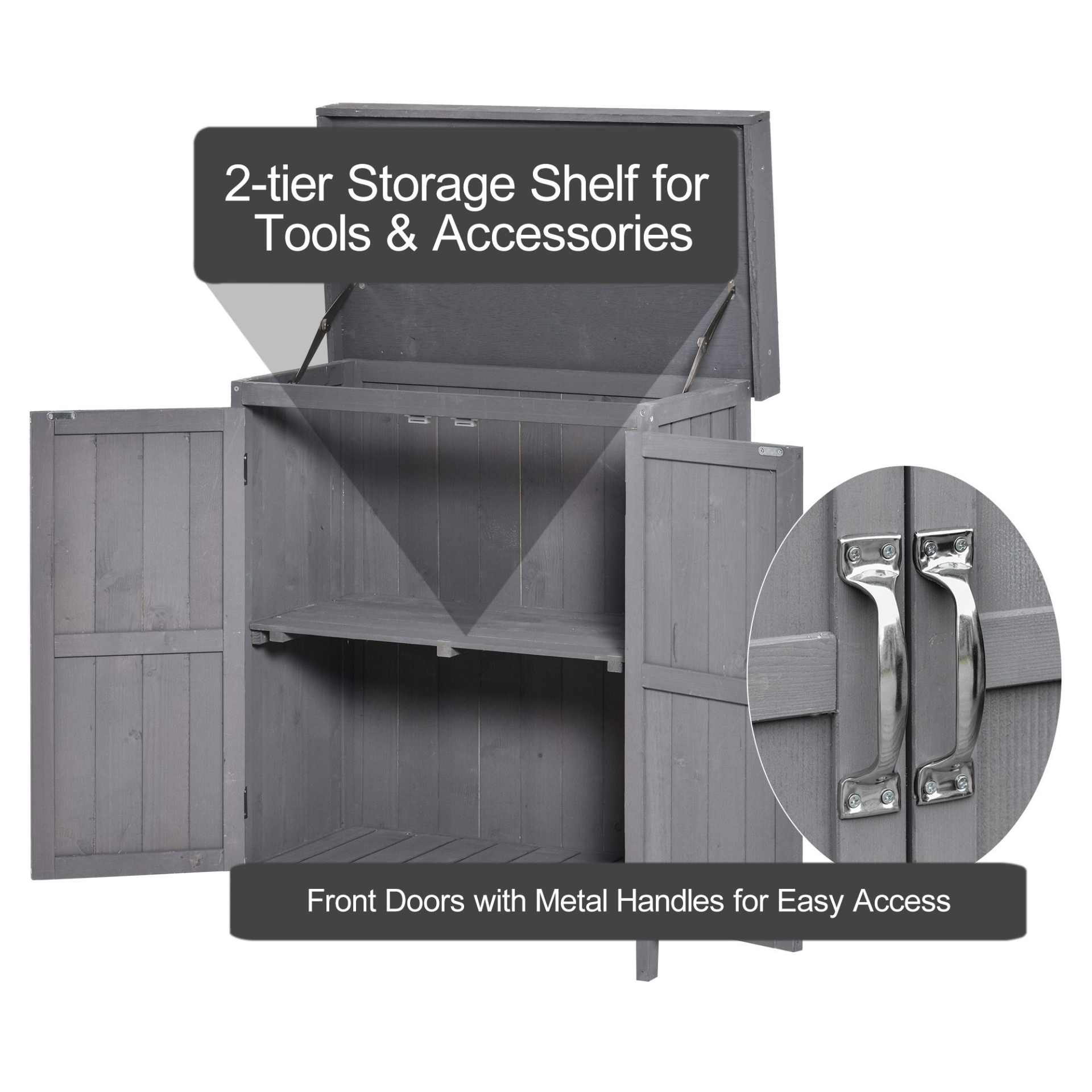 Grey Outdoor Garden Storage Shed  74 x 43 x 88cm