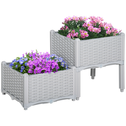 Set of 2 26L Garden Raised Bed- Grey