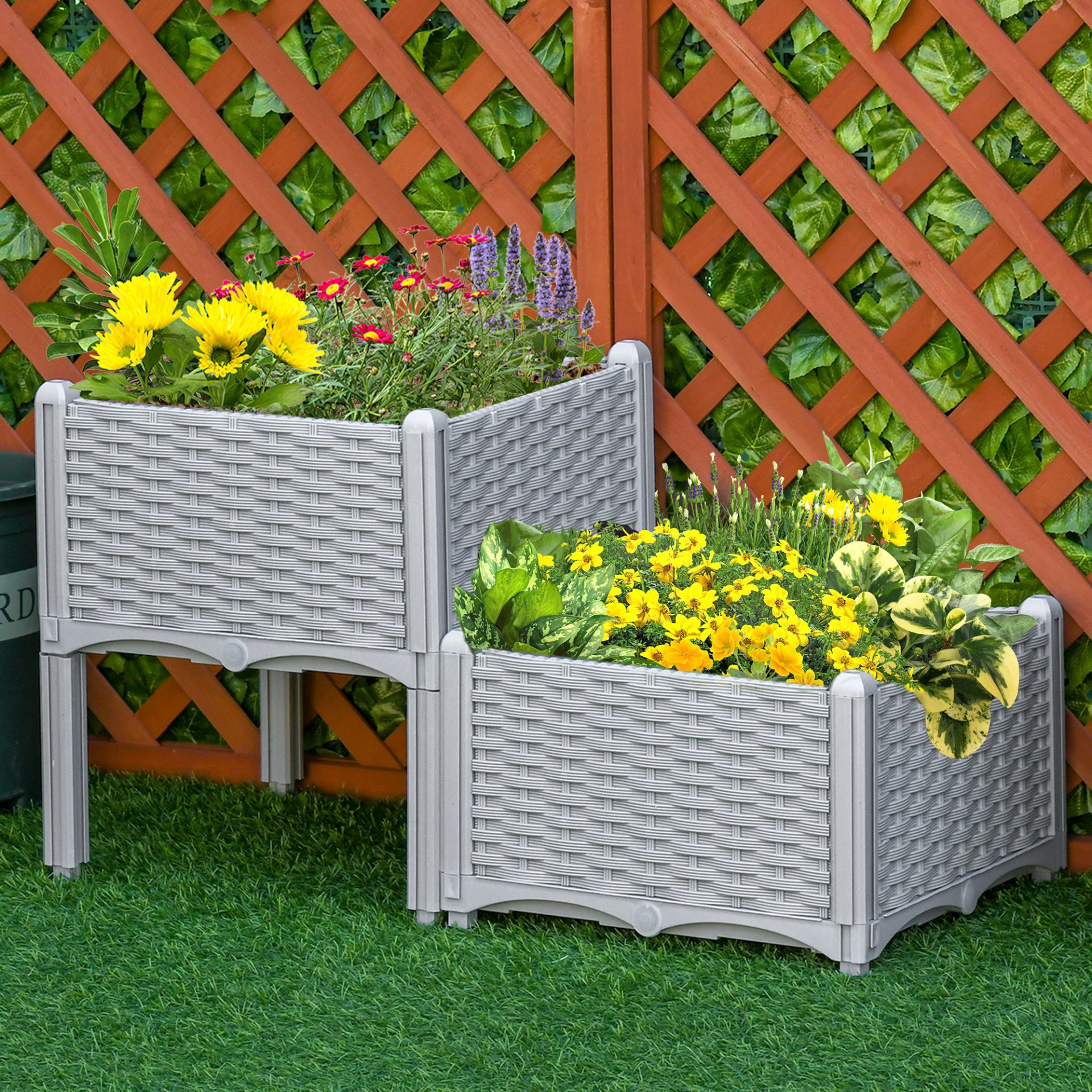 Set of 2 26L Garden Raised Bed- Grey