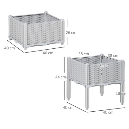 Set of 2 26L Garden Raised Bed- Grey