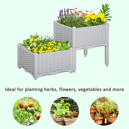 Set of 2 26L Garden Raised Bed- Grey