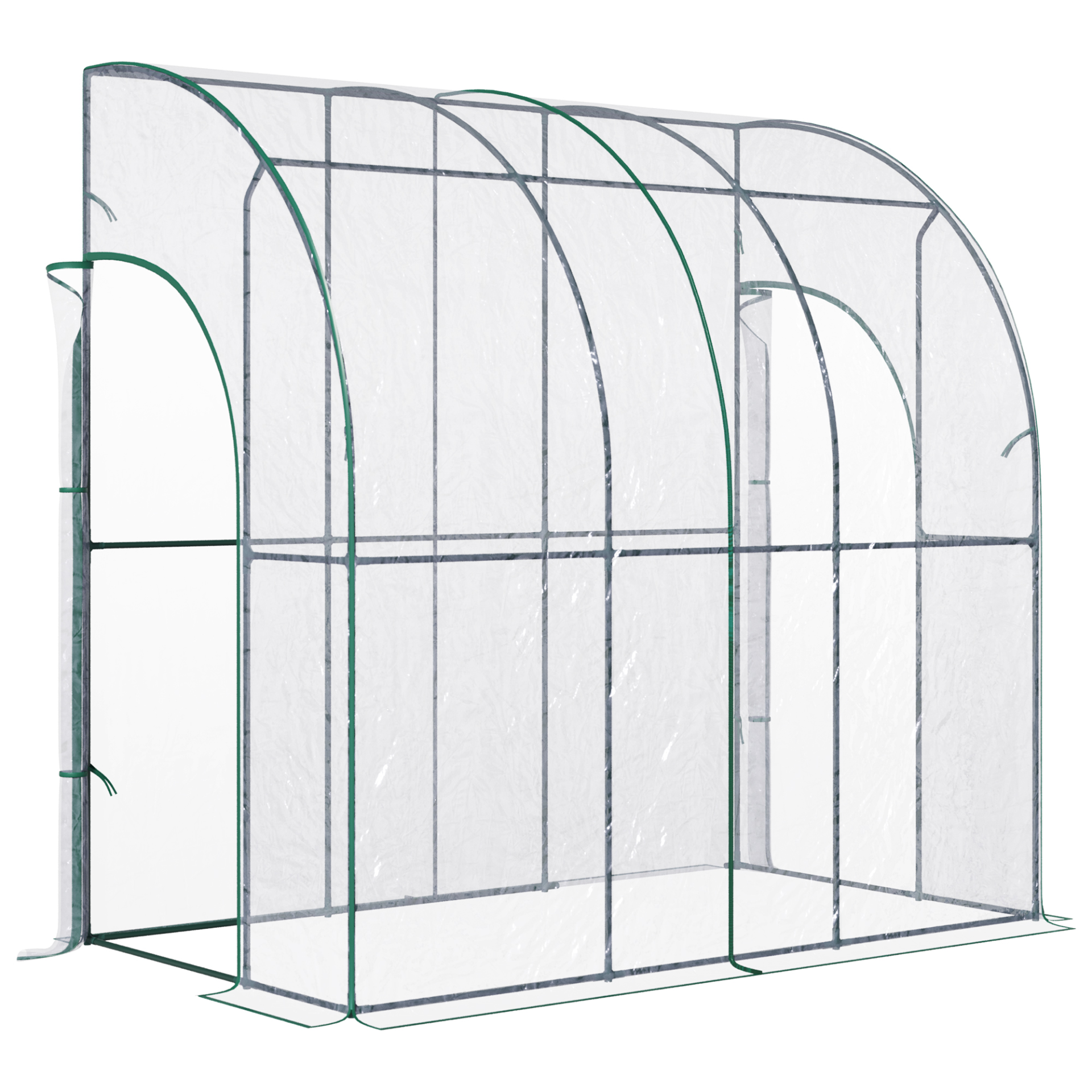 Outdoor Walk-In Lean to Wall Tunnel Greenhouse 214cm x 118cm x 212cm