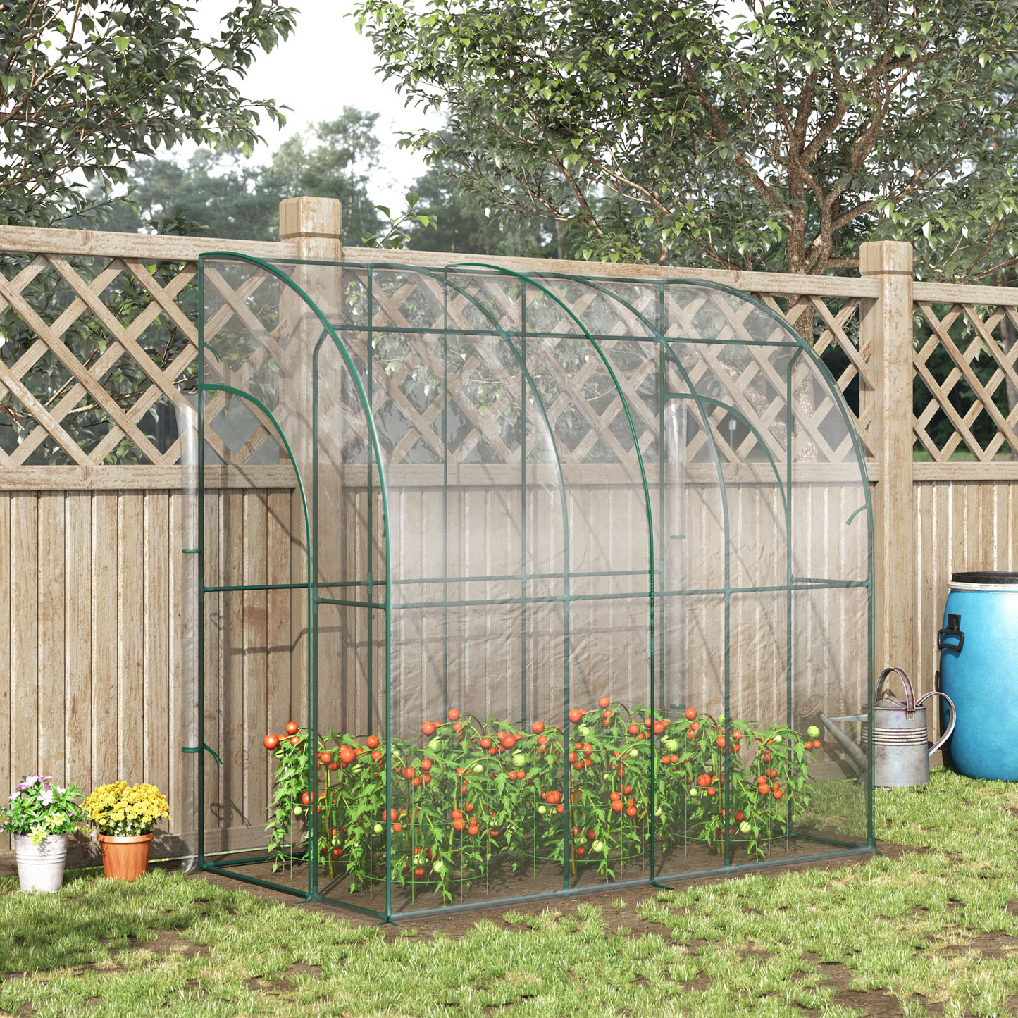 Outdoor Walk-In Lean to Wall Tunnel Greenhouse 214cm x 118cm x 212cm