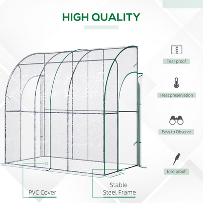 Outdoor Walk-In Lean to Wall Tunnel Greenhouse 214cm x 118cm x 212cm