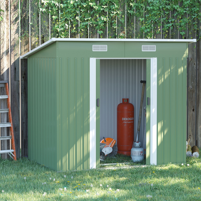 7 x 4ft Outdoor Garden Metal Storage Shed Light Green