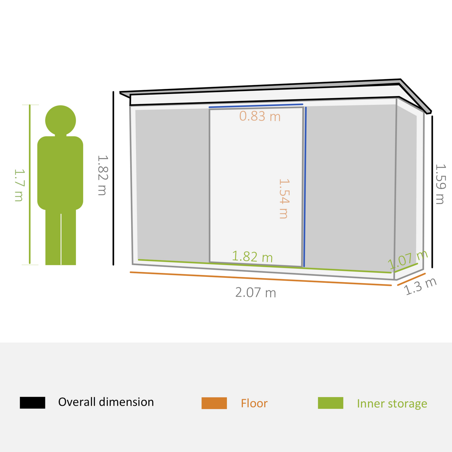 7 x 4ft Outdoor Garden Metal Storage Shed Light Green