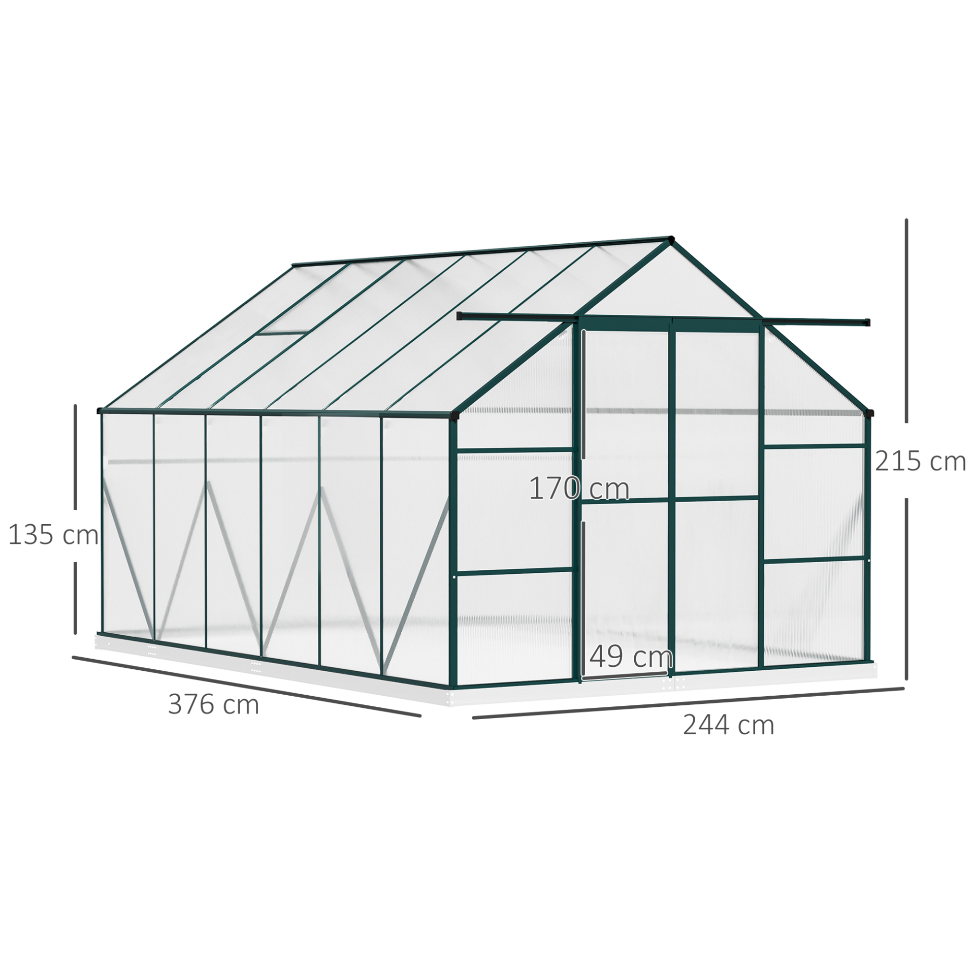 Aluminium Greenhouse  8 x 12ft